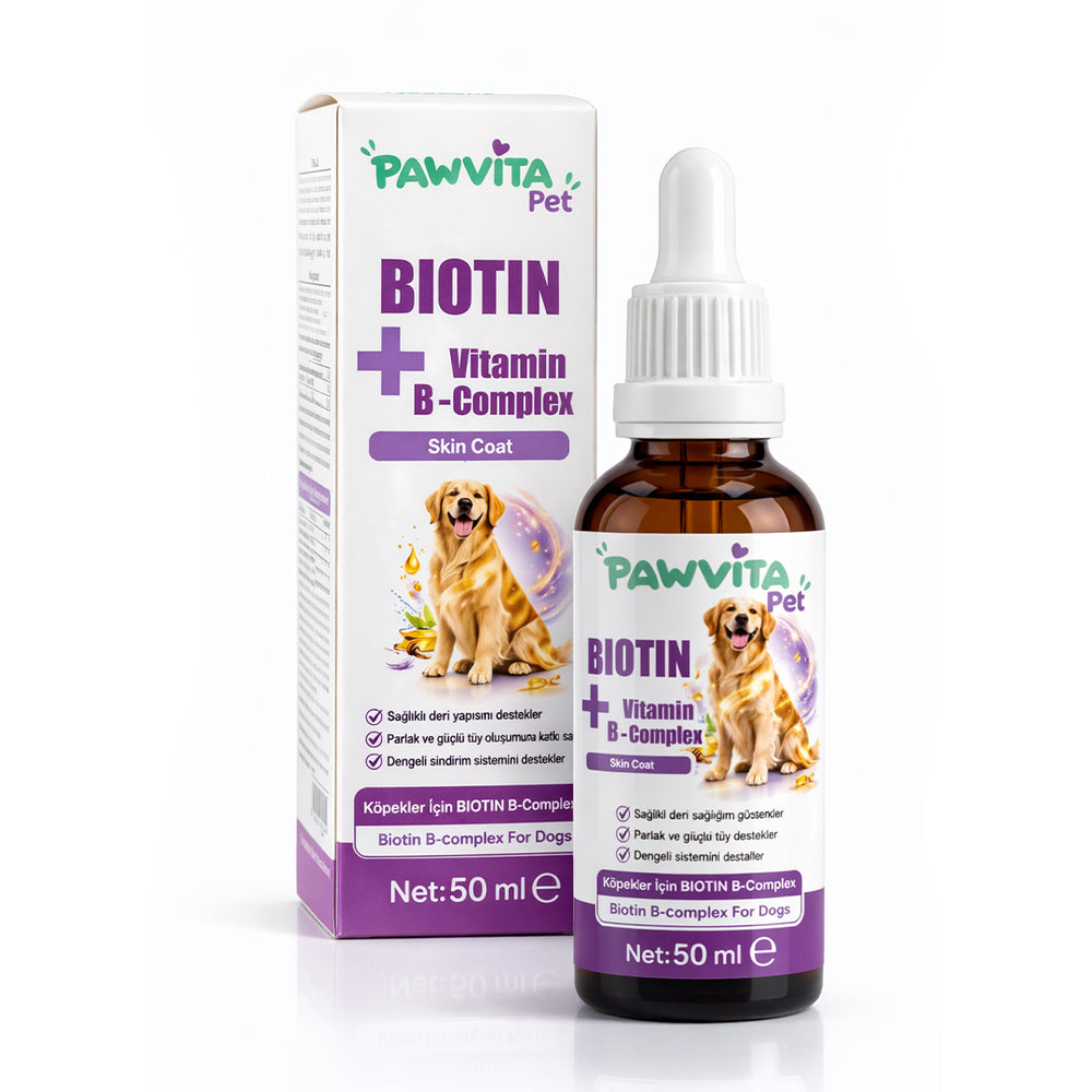 PawVitaPet Köpekler İçin Deri & Tüy Sağlığını Destekleyici Biotin & B-Complex Sıvı Damla (50 ml)
