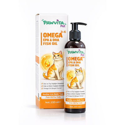 PawVitaPet Kediler İçin Somon Yağı Omega 3-6 (EPA & DHA) – 200 ml