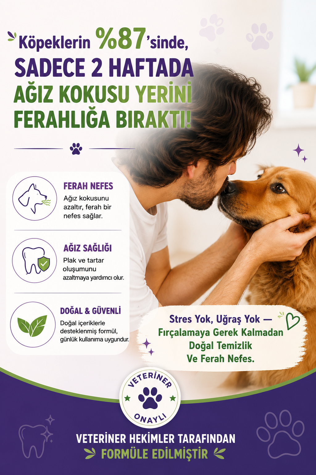 PawVitaPet Köpekler İçin %100 Doğal Diş Temizleme Tozu - Kötü Koku & Plak Kontrolü