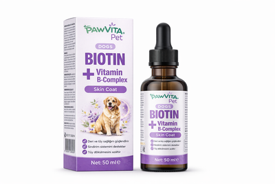 PawVitaPet Köpekler İçin Deri & Tüy Sağlığını Destekleyici Biotin & B-Complex Sıvı Damla (50 ml)
