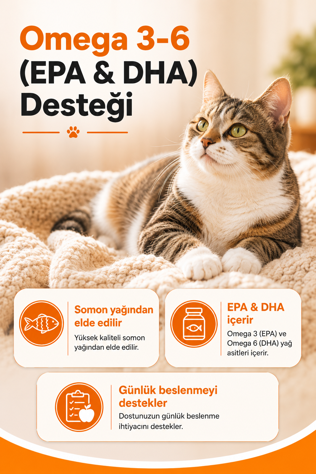 PawVitaPet Kediler İçin Somon Yağı Omega 3-6 (EPA & DHA) – 200 ml