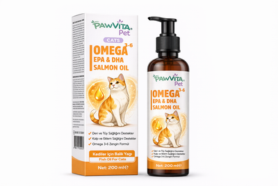 PawVitaPet Kediler İçin Somon Yağı Omega 3-6 (EPA & DHA) – 200 ml