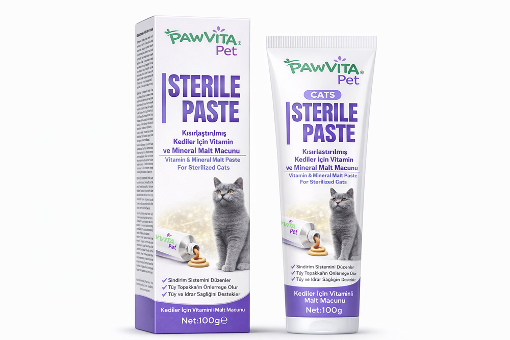 PawVitaPet Kedi Malt Macunu – Tüy Dökülmesini Azaltan, Tüy Yumağı ve Kusma Önleyici Multivitamin Takviyesi (100 gr)